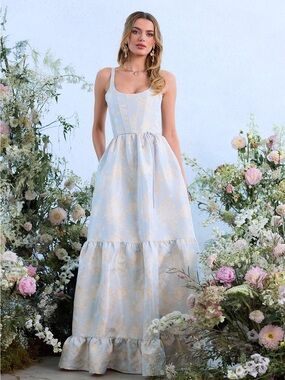 V. Chapman The Avery Dress in Sky Windsor Brocade size 10 NEW